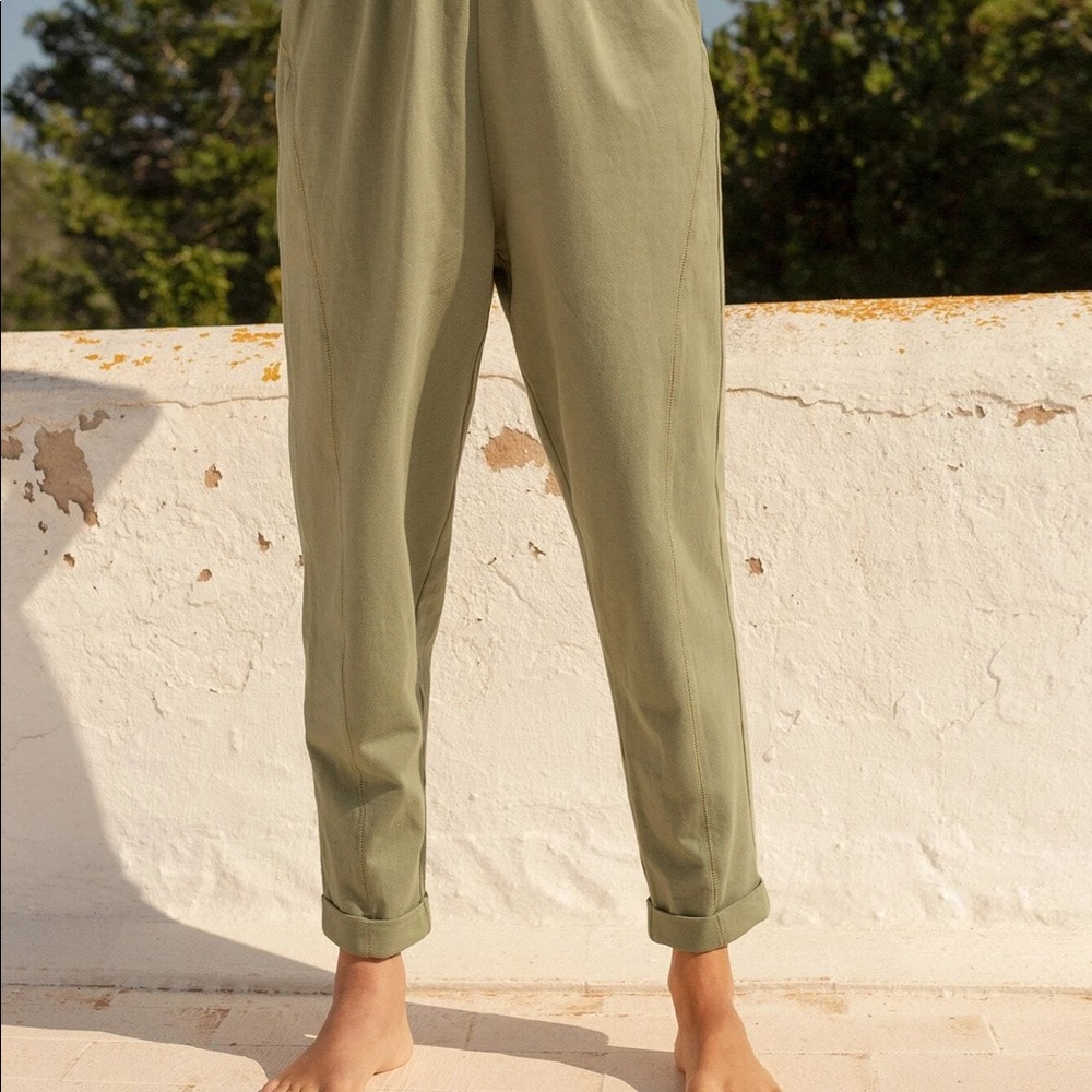 SHEIN SOLID ELASTIC WAIST PANTS CURVE 2XL GREEN